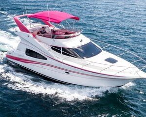 Luxury 45ft Pink Yacht Cruise with 2 JetSkis | Miami Boat Charter